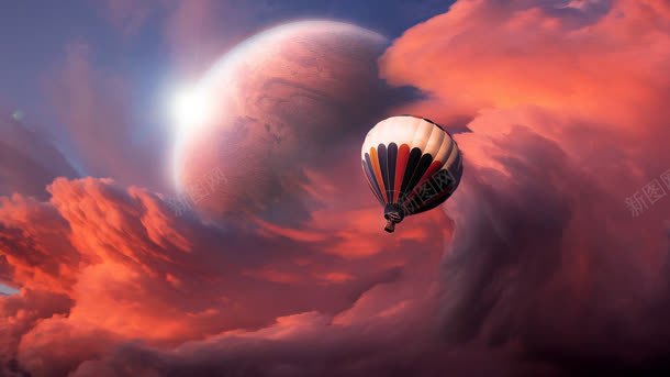 红色云层漂亮的氢气球jpg设计背景_新图网 https://ixintu.com 云层 气球 漂亮 红色