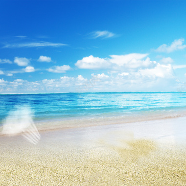 蓝色沙滩大气夏季产品聚划算直通车主图摄影图片