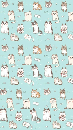 信纸猫咪蓝色可爱卡通猫咪壁纸平面广告高清图片