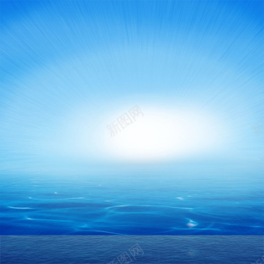 蓝色海洋旭日东升背景摄影图片