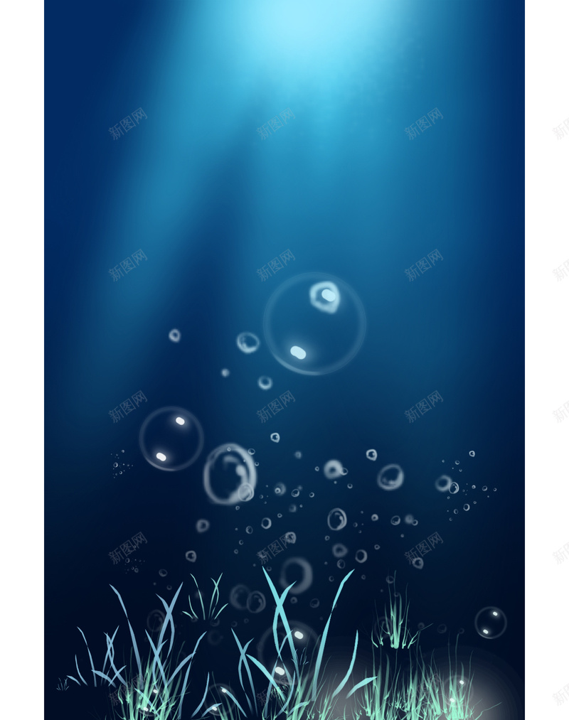 海洋背景印刷背景psd设计背景_新图网 https://ixintu.com 光线 印刷背景 手绘 水泡 水草 海洋 海洋广告设计 简约 蓝色背景