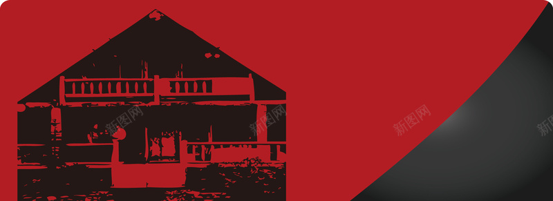 红色屋子背景矢量图背景