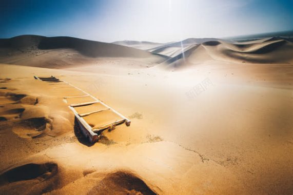 沙漠中的梯子海报背景背景