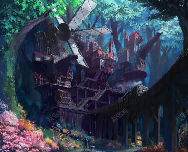 幻想森林里的城堡城镇插画背景图片免费下载 素材0qvqwegvu 新图网 幻想森林里的城堡城镇插画背景图片免费下载 素材0qvqwegvu 新图网