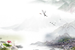客厅山水画中国风水墨梅花山水背景高清图片