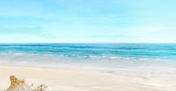 蓝天海水沙滩海星背景
