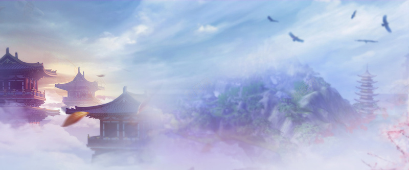 梦幻塔背景bannerjpg设计背景_新图网 https://ixintu.com banner 全屏背景 塔 天空 梦幻 梦幻素材 游戏场景 游戏背景 鸟