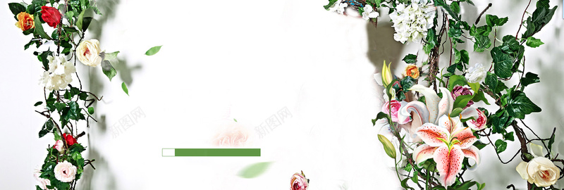 淘宝天猫banner背景psd设计背景_新图网 https://ixintu.com 海报banner 百花盛开 简约背景 花篮