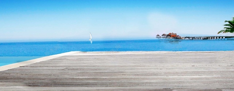海滩风光banner摄影图片