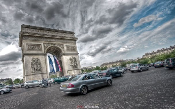 巴黎凯旋门街道景观背景