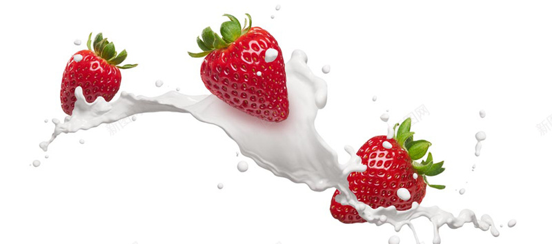 新鲜的草莓和飞溅的牛奶jpg设计背景_新图网 https://ixintu.com 丝滑 新鲜 海报banner 牛奶 红色 草莓
