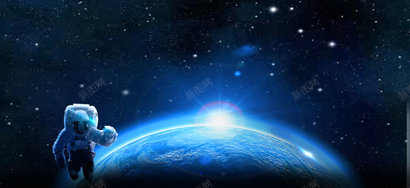 vr科技虚拟海报banner背景psd设计背景_新图网 https://ixintu.com vr vr科技海报 地球 太空人 星空 科技 虚拟现实