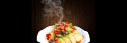 川菜脸谱菜海报美味口水鸡食物质感黑色背景高清图片