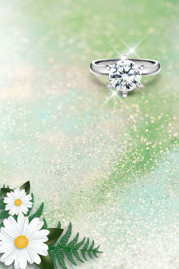 绿色质感清新珠宝戒指花卉背景背景