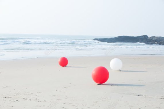 海水海浪红色白色球背景