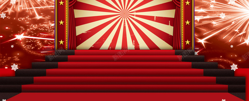 红色背景psd设计背景_新图网 https://ixintu.com 光效 台阶 圣诞节海报 大气 放射 楼梯 海报banner 灯光 红毯 节日促销