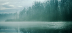 朦胧河诗意雾气意境树林水墨意境的美景高清图片