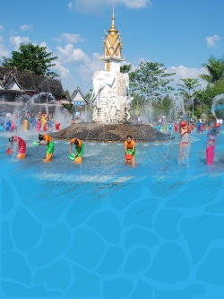 泼水节海报蓝色民族风情傣族泼水节背景高清图片