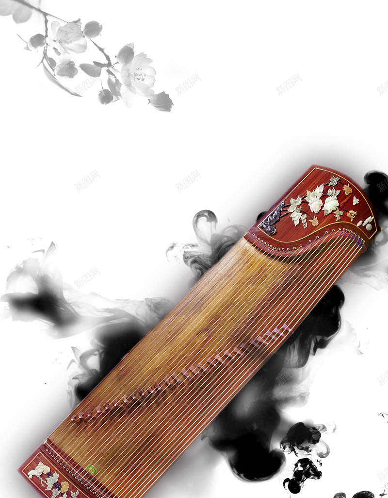 复古中国风文化海报背景psd设计背景_新图网 https://ixintu.com 中国文化 中国风 中式 乐器 古典 古筝 复古 文化 水墨 海报 素材 背景