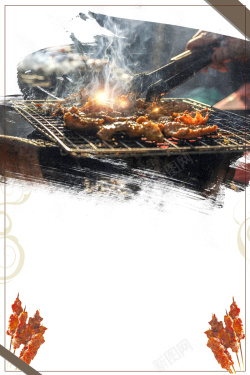 韩式自助烤肉中华美食特色烤肉背景高清图片