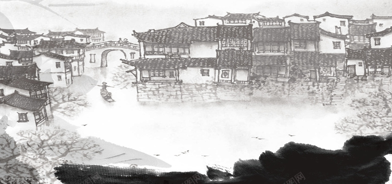 房地产旅游中国风大气海报背景背景