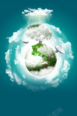 云团地球创意气象站宣传海报背景背景