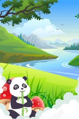 卡通可爱熊猫图案背景