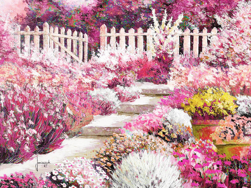 浪漫后花园背景jpg设计背景_新图网 https://ixintu.com 后花园 植物 油画 浪漫 粉色 纹理 质感