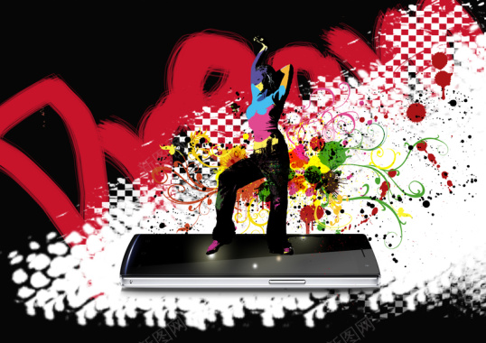 人物跳舞剪影手机海报背景背景