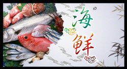 海鲜种类海鲜馆海鲜大餐贝类海鲜海报背景高清图片