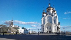 罗夫俄罗斯哈巴罗夫斯克金顶教堂高清图片