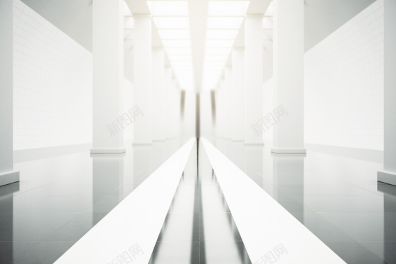 空间感立体走廊白色背景背景