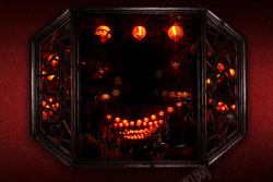 红色传统雕窗背景中式八棱窗灯笼元宵背景高清图片
