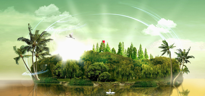 绿色环保背景psd_新图网 https://ixintu.com 大气 摄影 旅游 海报 海报banner 环境 自然 视觉 风景