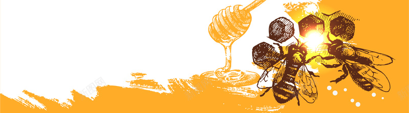蜂蜜元素banner背景jpg设计背景_新图网 https://ixintu.com 卡通 手绘 海报banner 童趣 蜂蜜 蜜蜂