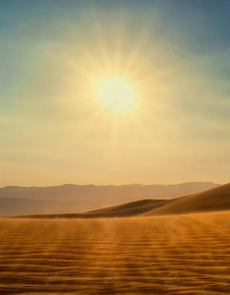 黄昏沙漠景色H5背景jpg_新图网 https://ixintu.com H5 H5背景 h5 太阳 摄影 棕色 沙漠 蓝天 风景