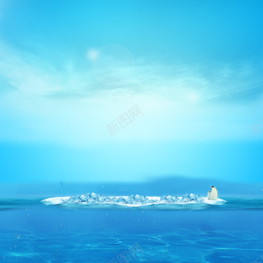 蓝色海洋冰岛企鹅背景摄影图片