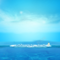 冰岛风景蓝色海洋冰岛企鹅背景高清图片