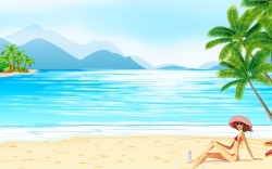 冲浪背景模板夏天沙滩暑假广告背景高清图片