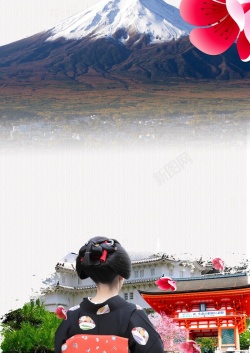 日本旅游广告日本旅游城市印象旅游海报背景高清图片