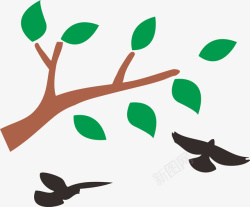 鸟banner树鸟图案雕刻图标高清图片