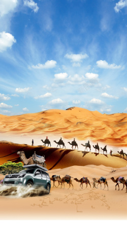 平凡之路摄影沙漠骆驼旅游汽车广告背景高清图片