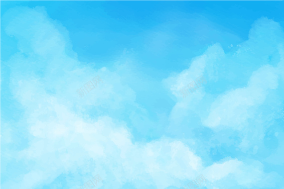 水彩泼墨抽象蓝天白云背景矢量图背景