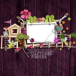 紫色房子免抠素材紫色木板背景相框高清图片