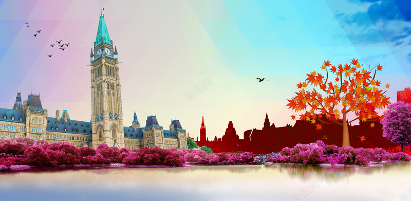 魅力加拿大旅游之都宣传海报背景jpg设计背景_新图网 https://ixintu.com 创意广告 加拿大城市 加拿大旅游 加拿大留学 城市印象 建筑标志 开心 政府展板 海报背景 魅力加拿大