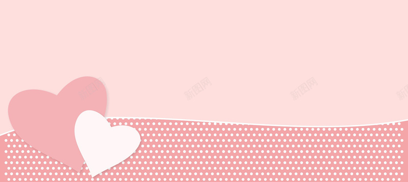 扁平粉色圆点与心形背景