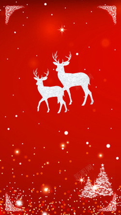 圣诞节请柬红色圣诞节麋鹿H5背景高清图片