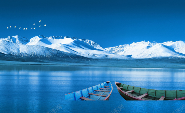 冰山湖泊金融广告摄影图片