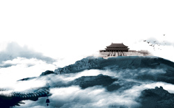 山间场景素材山水画中国风背景高清图片