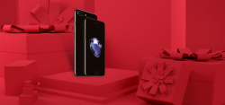 苹果手机手机新品上架大红色礼盒展台banner高清图片